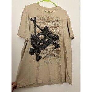 Apprime Men T-Shirt Large Beige The Constitution American Flag Adult Tee XL